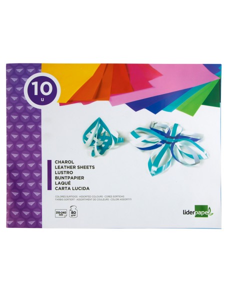 Bloc trabajos manuales liderpapel charol 240x315mm 10 hojas colores surtidos