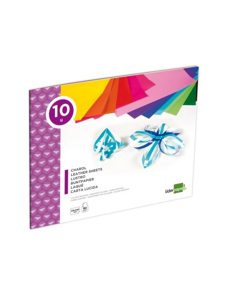 Bloc trabajos manuales liderpapel charol 240x315mm 10 hojas colores surtidos