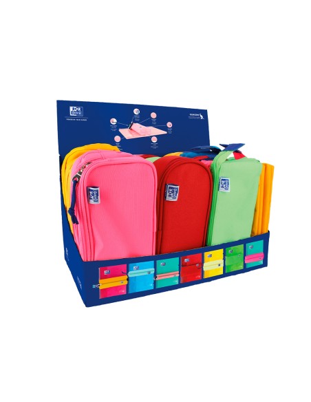 Bolso escolar oxford portatodo kids expositor de 20 unidades colores surtidos