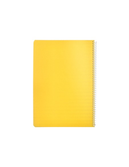 Cuaderno espiral liderpapel a4 pautaguia tapa plastico 80h 90gr cuadro pautado 3mm con margen color amarillo