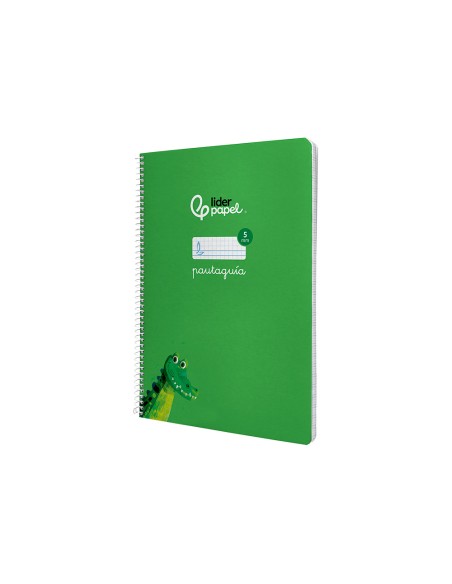 Cuaderno espiral liderpapel a4 pautaguia tapa dura 80h 90gr cuadro pautado 5mm color verde