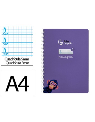 Cuaderno espiral liderpapel a4 pautaguia tapa...