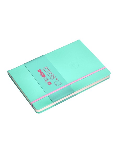 Cuaderno con gomilla antartik notes tapa dura a5 hojas puntos rosa y turquesa 100 hojas 80 gr fsc