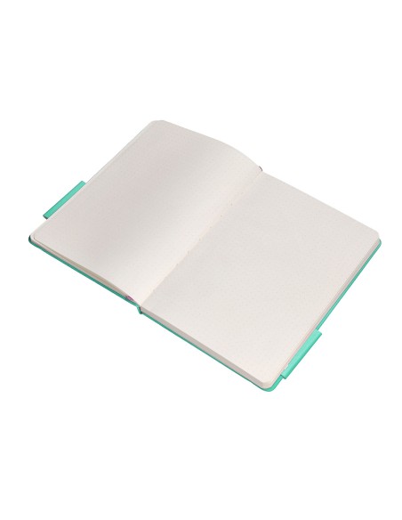 Cuaderno con gomilla antartik notes tapa dura a5 hojas puntos rosa y turquesa 100 hojas 80 gr fsc