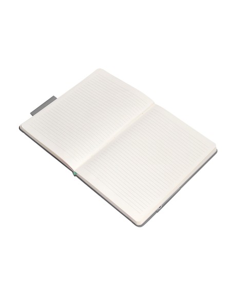 Cuaderno con gomilla antartik notes tapa dura a5 hojas rayas gris y turquesa 100 hojas 80 gr fsc