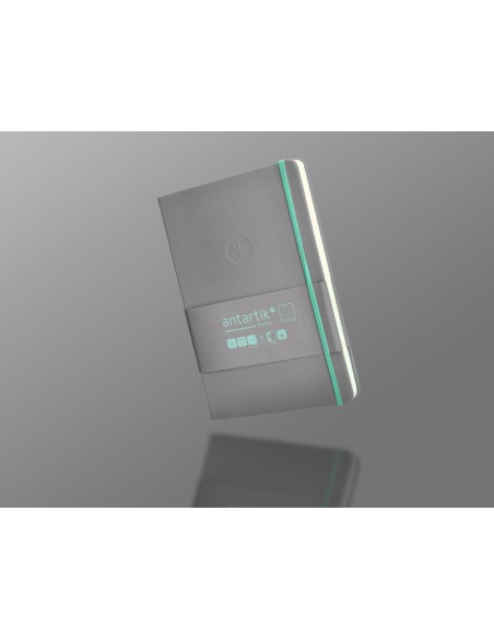 Cuaderno con gomilla antartik notes tapa dura a5 hojas rayas gris y turquesa 100 hojas 80 gr fsc