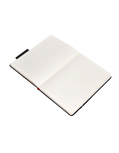 Cuaderno con gomilla antartik notes tapa dura a5 hojas rayas negro y rojo 100 hojas 80 gr fsc