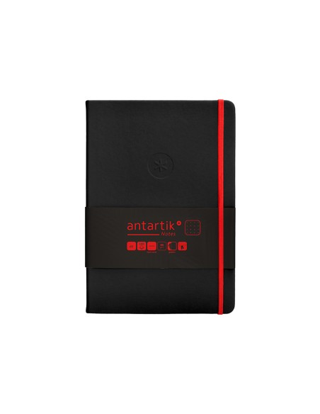 Cuaderno con gomilla antartik notes tapa dura a5 hojas puntos negro y rojo 100 hojas 80 gr fsc