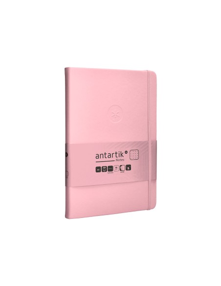 Cuaderno con gomilla antartik notes tapa dura a5 hojas puntos rosa pastel 100 hojas 80 gr fsc