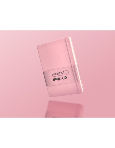 Cuaderno con gomilla antartik notes tapa dura a5 hojas puntos rosa pastel 100 hojas 80 gr fsc