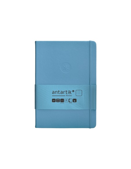 Cuaderno con gomilla antartik notes tapa dura a5 hojas puntos azul claro 100 hojas 80 gr fsc
