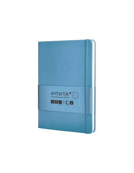 Cuaderno con gomilla antartik notes tapa dura a5 hojas puntos azul claro 100 hojas 80 gr fsc