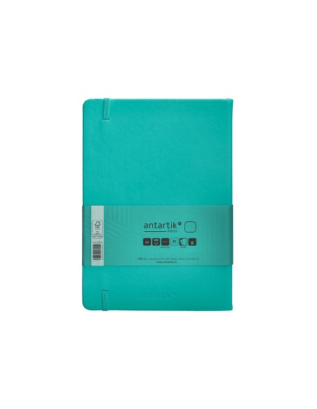Cuaderno con gomilla antartik notes tapa dura a5 hojas lisas turquesa 100 hojas 80 gr fsc