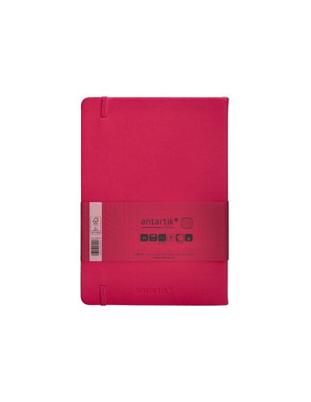 Cuaderno con gomilla antartik notes tapa dura a5 hojas cuadricula burdeos 100 hojas 80 gr fsc