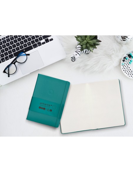 Cuaderno con gomilla antartik notes tapa dura a5 hojas puntos verde aguamarina 100 hojas 80 gr fsc