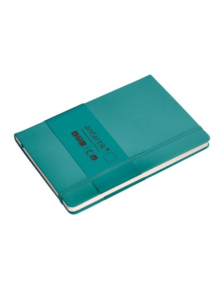 Cuaderno con gomilla antartik notes tapa dura a5 hojas lisas verde aguamarina 100 hojas 80 gr fsc
