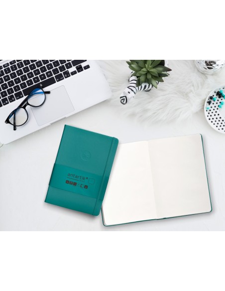 Cuaderno con gomilla antartik notes tapa dura a5 hojas lisas verde aguamarina 100 hojas 80 gr fsc