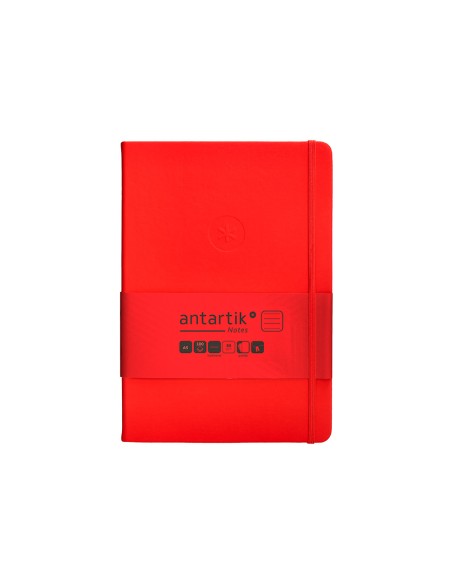 Cuaderno con gomilla antartik notes tapa dura a5 hojas rayas rojo 100 hojas 80 gr fsc