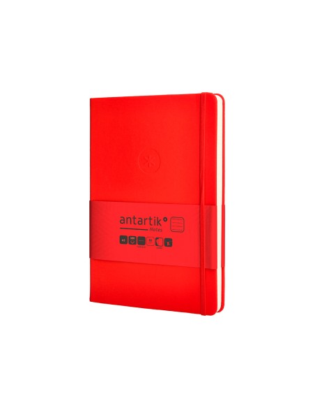 Cuaderno con gomilla antartik notes tapa dura a5 hojas rayas rojo 100 hojas 80 gr fsc