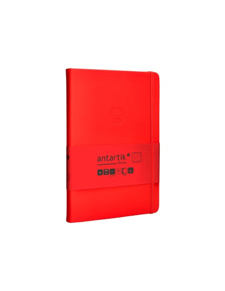 Cuaderno con gomilla antartik notes tapa dura a5 hojas rayas rojo 100 hojas 80 gr fsc