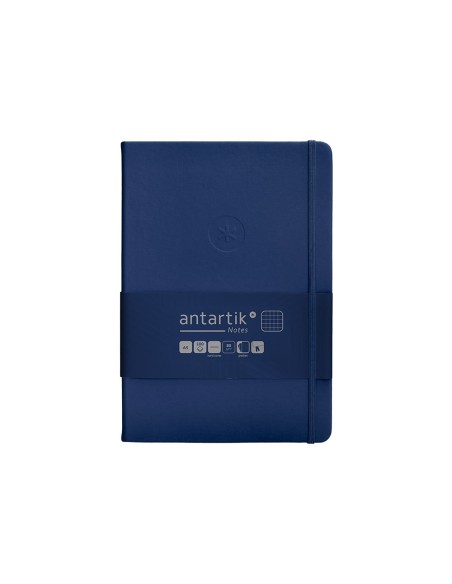 Cuaderno con gomilla antartik notes tapa dura a5 hojas cuadricula azul marino 100 hojas 80 gr fsc