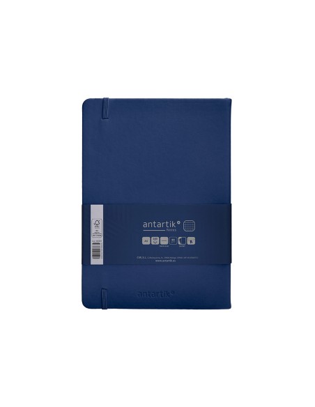 Cuaderno con gomilla antartik notes tapa dura a5 hojas cuadricula azul marino 100 hojas 80 gr fsc