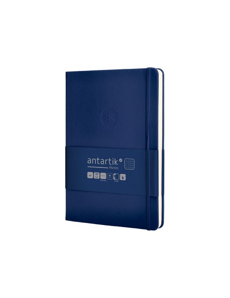 Cuaderno con gomilla antartik notes tapa dura a5 hojas cuadricula azul marino 100 hojas 80 gr fsc