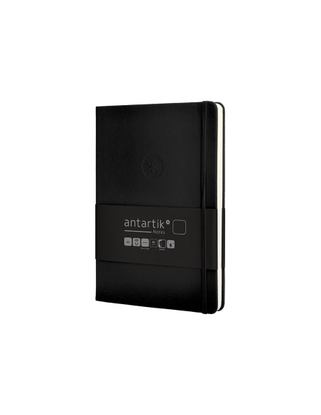 Cuaderno con gomilla antartik notes tapa dura a5 hojas lisas negro 100 hojas 80 gr fsc