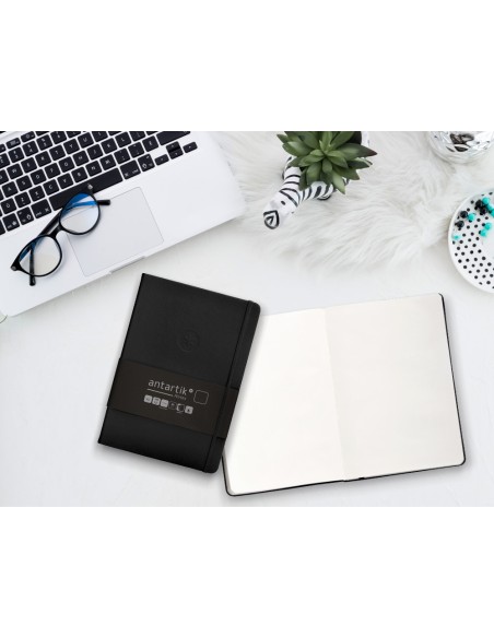 Cuaderno con gomilla antartik notes tapa dura a5 hojas lisas negro 100 hojas 80 gr fsc