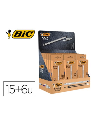 Boligrafo bic cristal renew 21 expositor 15...