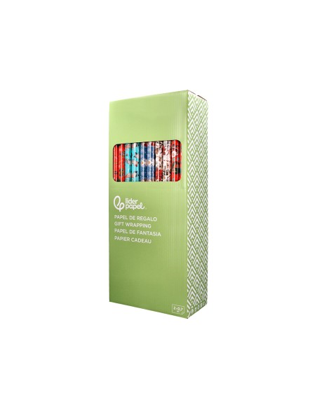 Papel de regalo liderpapel navidad rollo ancho 70 cm longitud 2 m gramaje 60 g diseños surtidos c-2025