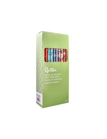 Papel de regalo liderpapel navidad rollo ancho 70 cm longitud 2 m gramaje 60 g diseños surtidos c-2025