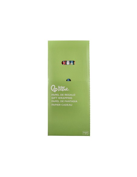 Papel de regalo liderpapel todo año rollo ancho 70 cm longitud 2 mt gramaje 60 gr diseños surtidos b-2025