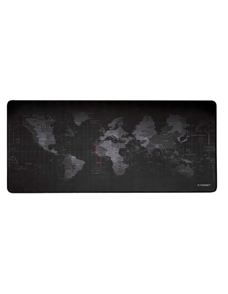 Alfombrilla para raton q-connect xxl negra con diseño mapa del mundo 900x400 mm