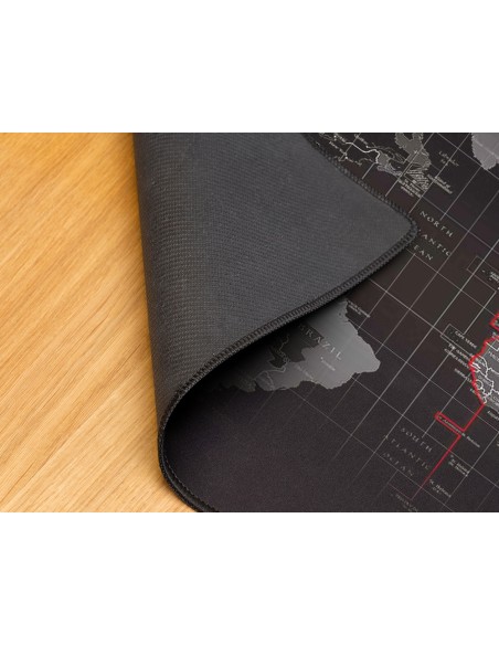 Alfombrilla para raton q-connect xxl negra con diseño mapa del mundo 900x400 mm