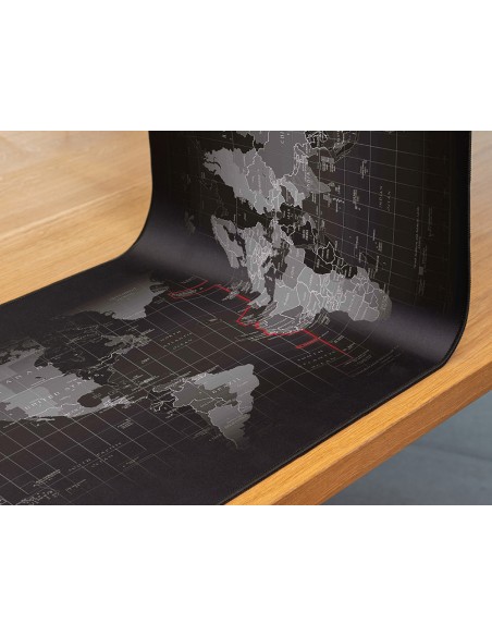 Alfombrilla para raton q-connect xxl negra con diseño mapa del mundo 900x400 mm