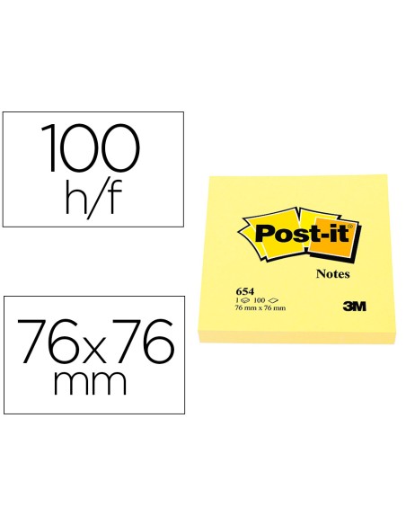 Bloc de notas adhesivas quita y pon post-it 76x76 mm con 100 hojas