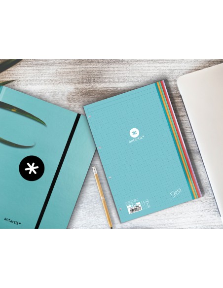 Recambio antartik a4 100 hojas 90gr puntos dots 4 taladros bandas de 5 colores