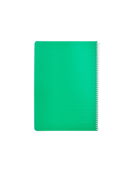 Cuaderno espiral liderpapel a4 pautaguia tapa plastico 80h 90gr cuadro pautado 3mm con margen color verde
