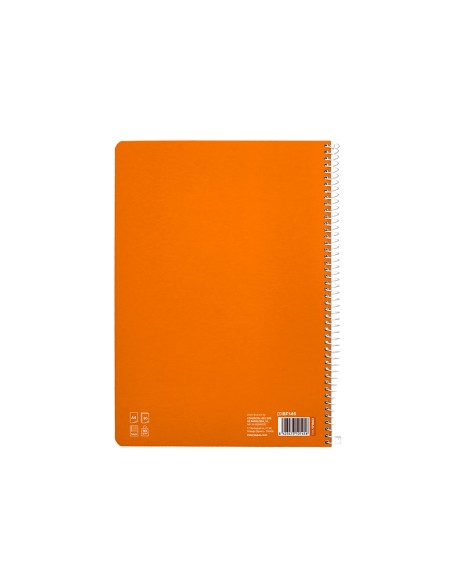 Cuaderno espiral liderpapel a4 pautaguia tapa dura 80h 90gr cuadro pautado 5mm color naranja