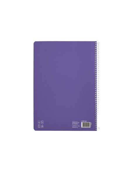 Cuaderno espiral liderpapel a4 pautaguia tapa dura 80h 90gr cuadro pautado 5mm color lila