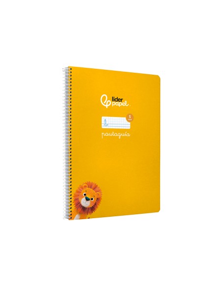 Cuaderno espiral liderpapel a4 pautaguia tapa dura 80h 90gr cuadro pautado 5mm color amarillo