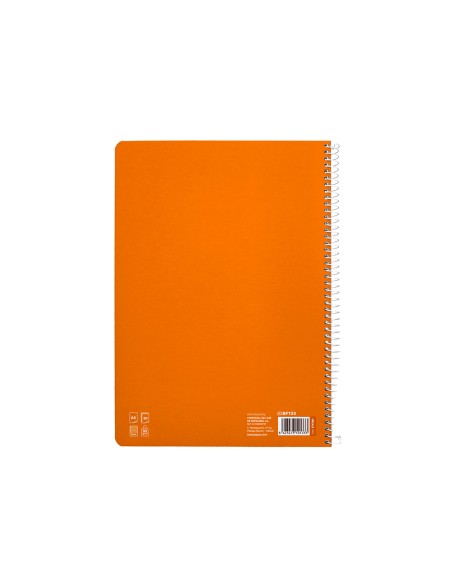 Cuaderno espiral liderpapel a4 pautaguia tapa dura 80h 90 gr cuadro pautado 3mm color naranja