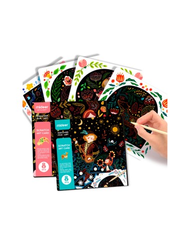 Juego didactico mideer scratch art card boy