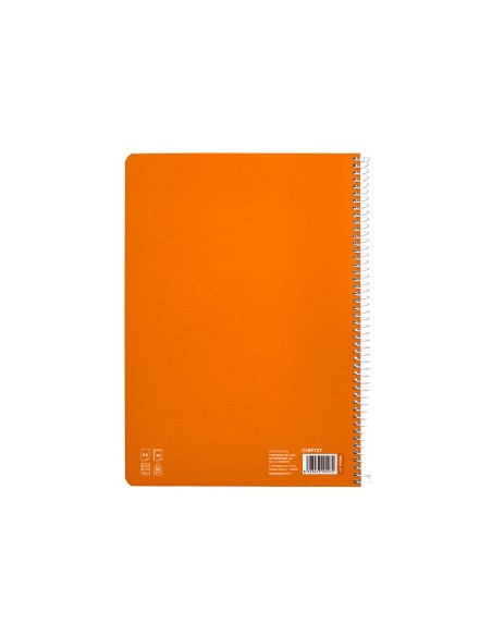 Cuaderno espiral liderpapel a4 pautaguia tapa dura 80h 90 gr cuadro pautado 2,5 mm color naranja