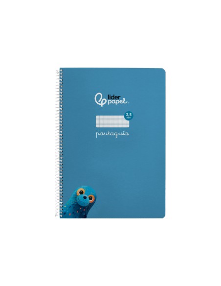 Cuaderno espiral liderpapel a4 pautaguia tapa dura 80h 90 gr cuadro pautado 2,5mm color azul