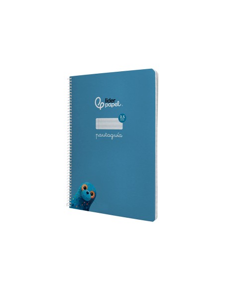 Cuaderno espiral liderpapel a4 pautaguia tapa dura 80h 90 gr cuadro pautado 2,5mm color azul