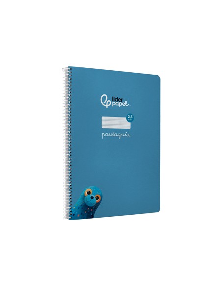 Cuaderno espiral liderpapel a4 pautaguia tapa dura 80h 90 gr cuadro pautado 2,5mm color azul