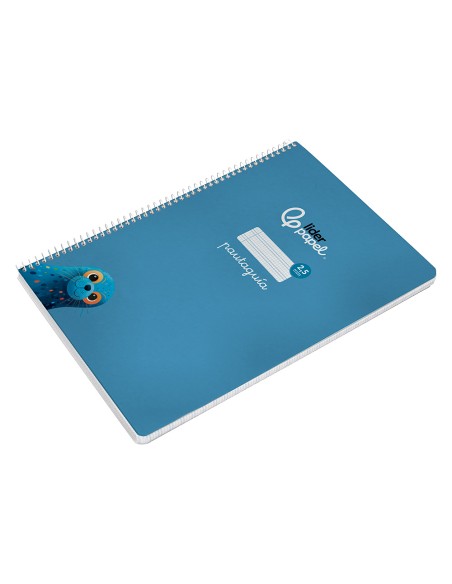 Cuaderno espiral liderpapel a4 pautaguia tapa dura 80h 90 gr cuadro pautado 2,5mm color azul
