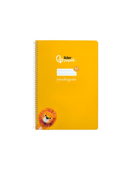 Cuaderno espiral liderpapel a4 pautaguia tapa dura 80h 90 gr cuadro pautado 2,5 mm color amarillo